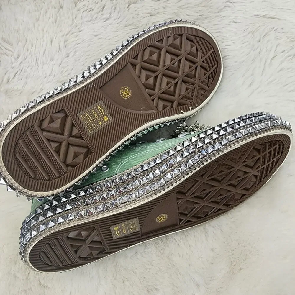 Nan-Ku Couture x Free People Cruise Studded Aloe Green High-Top Sneakers Size 38 - Picture 7 of 11